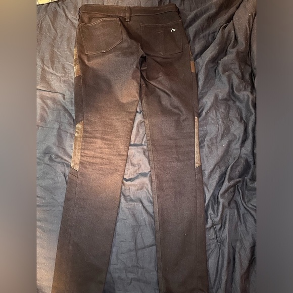 RARE rag & bone Halifax Motocross Lamb Leather Panel Jeans Midnight Wash - Picture 3 of 8